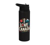 J'aime le pittoresque mont Maple Leaf du Canada Stainless Steel Insulated Water Bottle