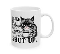 J'Aime Le Son Que Tu Fais Quand Tu Te Tais, Chat Sarcastique Tasses Avec Poignée Tasse À Café Céramique Tasse 330Ml Pour Lait Homme Femme