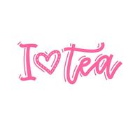 J'aime le thé, citation en calligraphie linéaire simple avec forme de cœur Stickers muraux 48x117.9cm Installation facile Rose