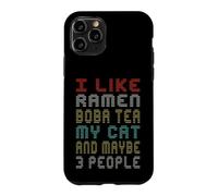 J'aime Le thé Ramen Boba Mon Chat Peut-être 3 Personnes Dictons drôles Coque pour iPhone 11 Pro