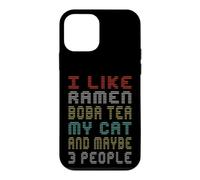 J'aime Le thé Ramen Boba Mon Chat Peut-être 3 Personnes Dictons drôles Coque pour iPhone 12 Mini