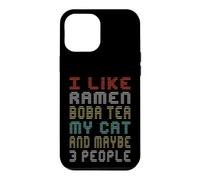 J'aime Le thé Ramen Boba Mon Chat Peut-être 3 Personnes Dictons drôles Coque pour iPhone 12 Pro Max