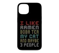 J'aime Le thé Ramen Boba Mon Chat Peut-être 3 Personnes Dictons drôles Coque pour iPhone 13