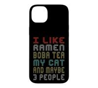 J'aime Le thé Ramen Boba Mon Chat Peut-être 3 Personnes Dictons drôles Coque pour iPhone 14 Plus