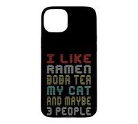 J'aime Le thé Ramen Boba Mon Chat Peut-être 3 Personnes Dictons drôles Coque pour iPhone 15 Plus