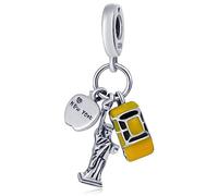 J'aime le thème du voyage Charm-925 avion en argent sterling, bus de la paix, train express, français effifer tour pendentif perles, bracelet de charme de vacances européen