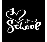 J'aime l'école, dessiné à la main, calligraphie au pinceau, lettrage, éducation, inspiration, phrase Stickers muraux 57.6x81.8cm Personnalisation Blanc