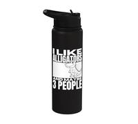 J'aime les alligators et peut-être un alligator drôle pour 3 personnes Stainless Steel Insulated Water Bottle