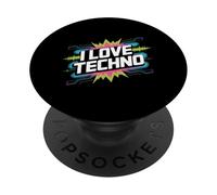 J'aime les amateurs de musique Techno Vibrant EDM PopSockets PopGrip Adhésif