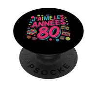 J'aime Les Années 80 Couleurs Rétro Vintage Amour PopSockets PopGrip Adhésif