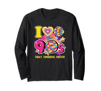 J'aime les années 90, Halloween, rétro, vintage, années 90, fête colorée Manche Longue