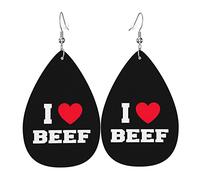 J'aime les boucles d'oreilles en cuir de boeuf pour femmes pendantes boucle d'oreille pendentif avec crochet cadeaux pour adultes adolescentes femmes filles accessoires