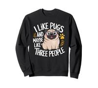J'aime les carlins et peut-être 3 personnes, les amoureux des chiens, rétro, pour hommes Sweatshirt