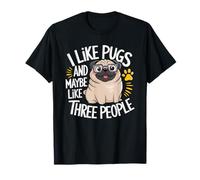 J'aime les carlins et peut-être 3 personnes, les amoureux des chiens, rétro, pour hommes T-Shirt