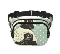 J'aime Les carlins,Sac Banane carré Double Couche, Sac de Poitrine