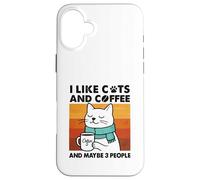 J'aime Les Chats et Le café et Peut-être Que J'aime Les Chats drôles, Les Femmes et Les Filles Coque pour iPhone 16 Plus