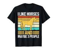 J'aime Les Chevaux et Peut-être 3 Personnes, Cheval Antisocial rétro T-Shirt