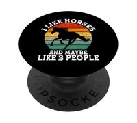 J'aime Les Chevaux et Peut-être 3 Personnes, drôle et rétro PopSockets PopGrip Adhésif