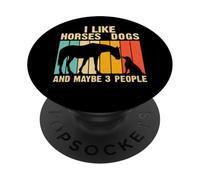 J'aime Les Chevaux, Les Chiens et Peut-être 3 Personnes, Amateur de Chiens à Cheval Vintage PopSockets PopGrip Adhésif