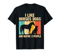 J'aime Les Chevaux, Les Chiens et Peut-être 3 Personnes, Amateur de Chiens à Cheval Vintage T-Shirt