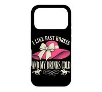 J'aime Les Chevaux Rapides et Mes Boissons Cold Derby Day Horse Racing Coque pour iPhone 17 Pro