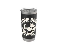 J'aime les chiens, compagnons canins pour toujours Gobelet isotherme en acier inoxydable double paroi