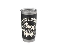 J'aime les chiens, les adorables chiots s'unissent Gobelet isotherme en acier inoxydable double paroi