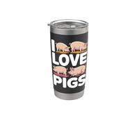 J'aime les cochons pour les animaux de la ferme Gobelet isotherme en acier inoxydable double paroi
