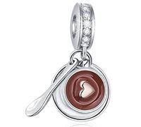 J'aime les cocktails café Charms, 925 perles pendentif tasse émaillée en argent sterling, Convient européen serpent bracelet, cadeau pour maman/ami/femme/fête hawaïenne
