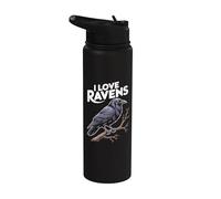 J'aime les corbeaux, les passionnés d'oiseaux et la nature Stainless Steel Insulated Water Bottle