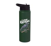 J'aime les corbeaux, les passionnés d'oiseaux et la nature Stainless Steel Insulated Water Bottle