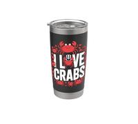 J'aime les crabes mignons animaux marins amusants Gobelet isotherme en acier inoxydable double paroi