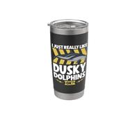J'aime les dauphins noirs Gobelet isotherme en acier inoxydable double paroi