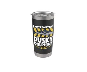J'aime les dauphins noirs Gobelet isotherme en acier inoxydable double paroi