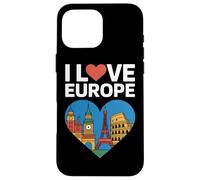 J'aime les destinations de voyage emblématiques de l'Europe Coque pour iPhone 16 Pro Max