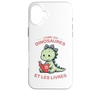 J'aime Les Dinosaures et Les Livres Lecture Garcon Fille Coque pour iPhone 16 Plus
