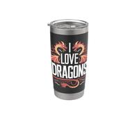 J'aime les dragons, créatures mythiques féroces Gobelet isotherme en acier inoxydable double paroi