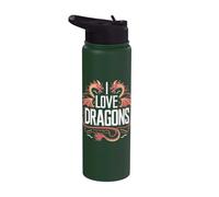 J'aime les dragons, créatures mythiques féroces Stainless Steel Insulated Water Bottle