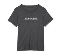 J'aime Les Dragons T-Shirt, Femme Grandes Tailles, Chiné Foncé, 4X