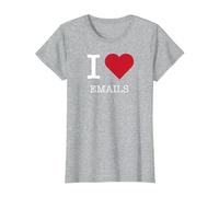 J'aime Les e-mails, J'adore Les e-mails T-Shirt, Femme, Gris Chiné, S