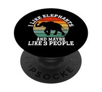 J'aime Les éléphants et Peut-être 3 Personnes, drôle, rétro PopSockets PopGrip Adhésif