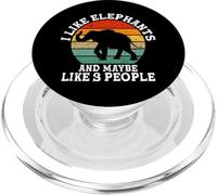 J'aime Les éléphants et Peut-être 3 Personnes, drôle, rétro PopSockets PopGrip pour MagSafe