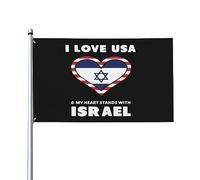 J'Aime Les États-Unis Et Mon Cœur Est Avec Israël Drapeaux Couleurs Vives Garden Flag Avec Œillets Drapeau De Jardin Pour Pelouse Célébrations Vacances 3X5Ft