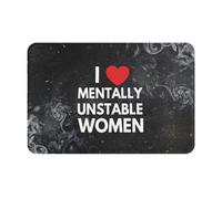 J'aime Les Femmes Mentalement Instables Paillasson D'Entree Antidérapant Tapis De Bain Absorbant Welcome Paillassons pour Couloir Chambre Porte 40X60Cm
