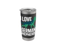 J'aime les fidèles compagnons des bergers allemands Gobelet isotherme en acier inoxydable double paroi
