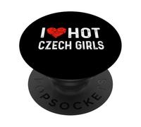J'aime Les Filles tchèques Chaudes, République tchèque, cœur, épouse, Petite Amie PopSockets PopGrip Adhésif