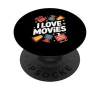 J'aime Les Films, Le cinéma, Le Design pour Les Amateurs de Films PopSockets PopGrip Adhésif