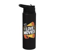 J'aime les films, le design fanatique du cinéma Stainless Steel Insulated Water Bottle