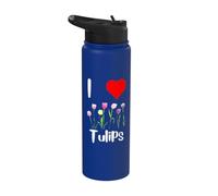 J'aime les fleurs de tulipes belles tulipes pétales de fleurs fleurissent Stainless Steel Insulated Water Bottle