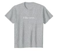 J'aime Les grottes - Typographie drôle T-Shirt, Enfant, Gris Chiné, 6 Ans